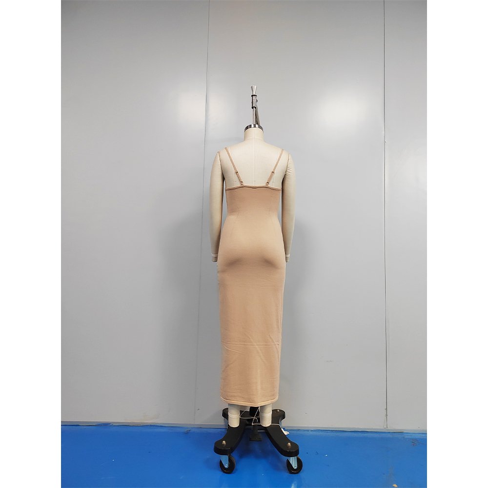 Custom Sweater Dresses Brown Fall Lady Elegant Casual Long Sweater Bodycon Dresses Women Sexy Ribbed Dress