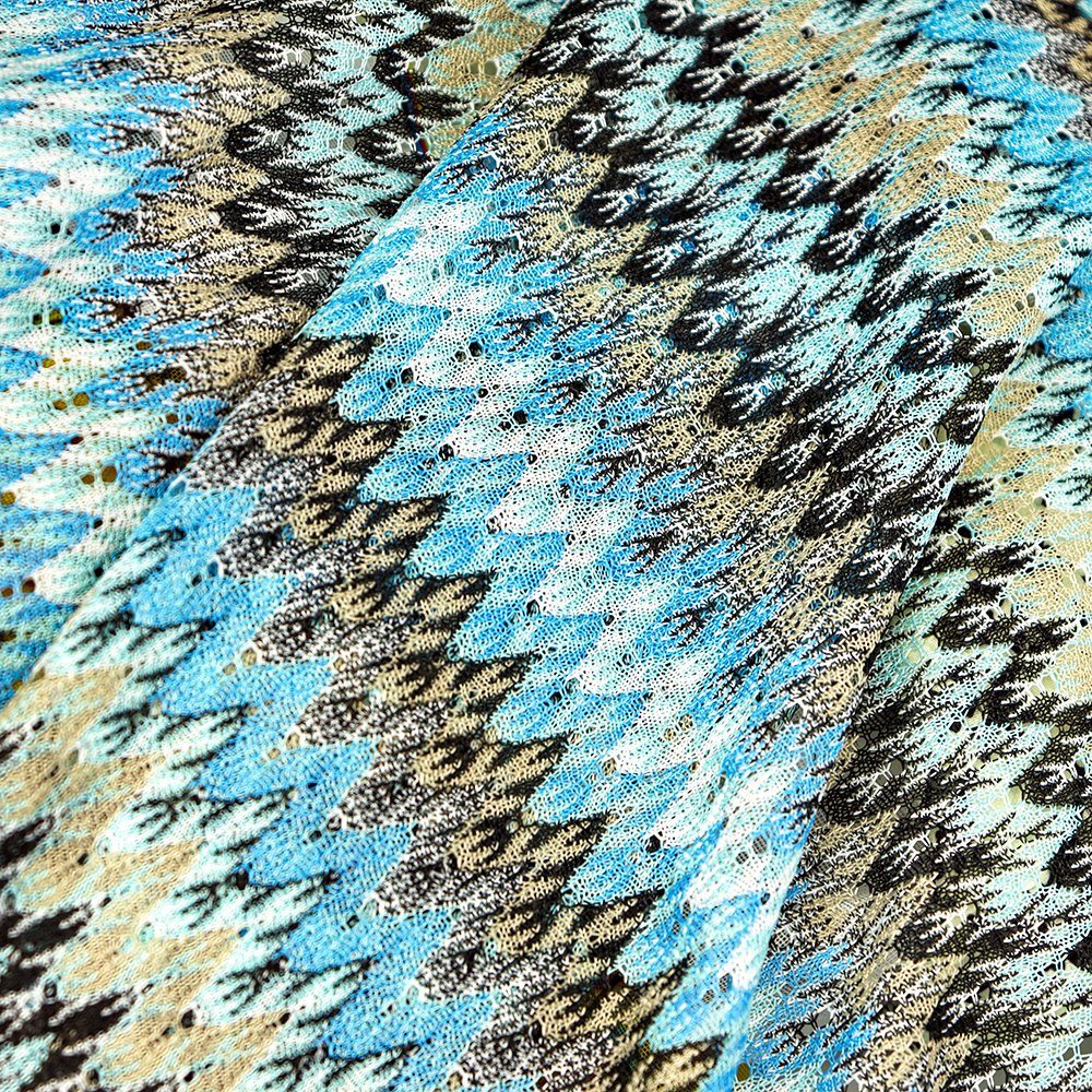 Oem golden supplier new pattern stretch lace fabric light weight colorful wavy lace fabric for table cloth
