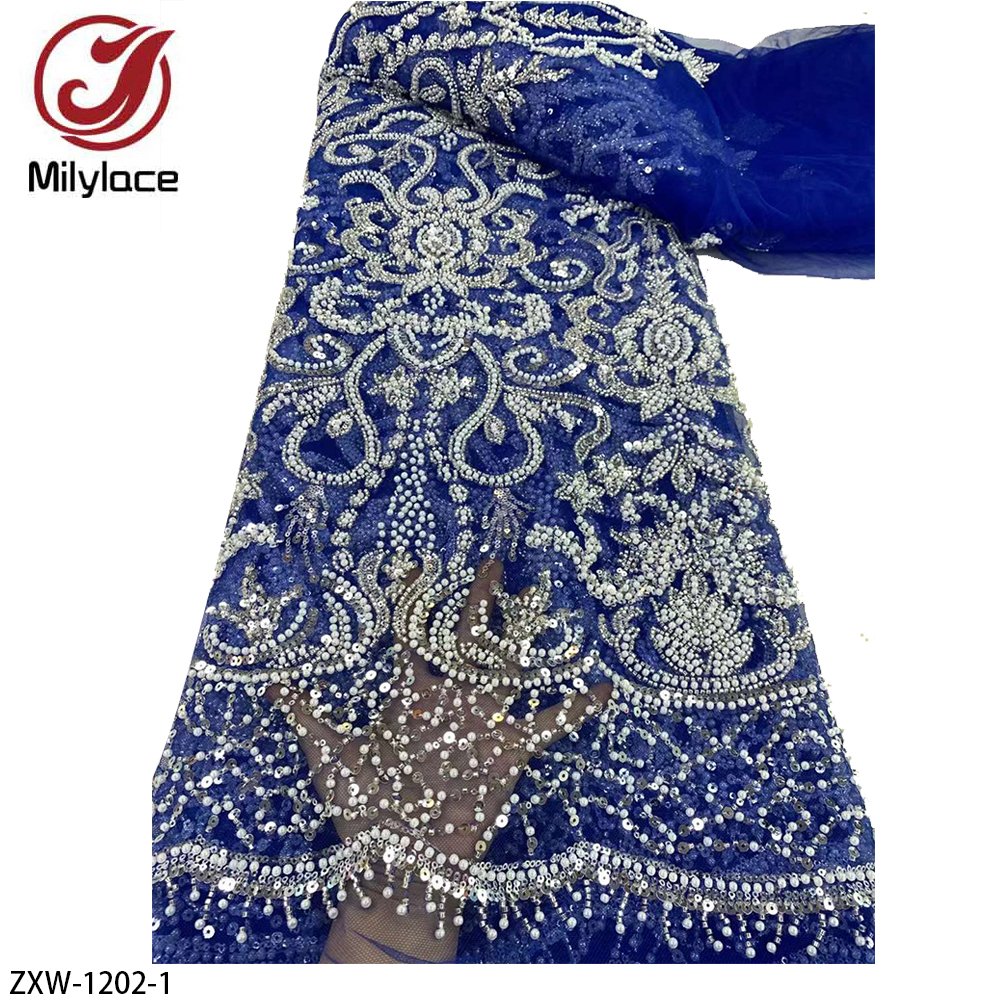 Heavy Beaded Lace Bridal Wedding Dress Fabric Bridal Embroidery Beads Sequins Lace Fabric