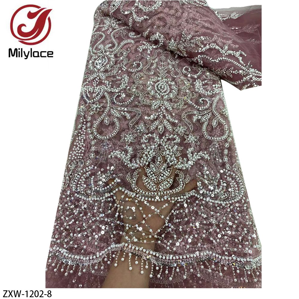 Heavy Beaded Lace Bridal Wedding Dress Fabric Bridal Embroidery Beads Sequins Lace Fabric