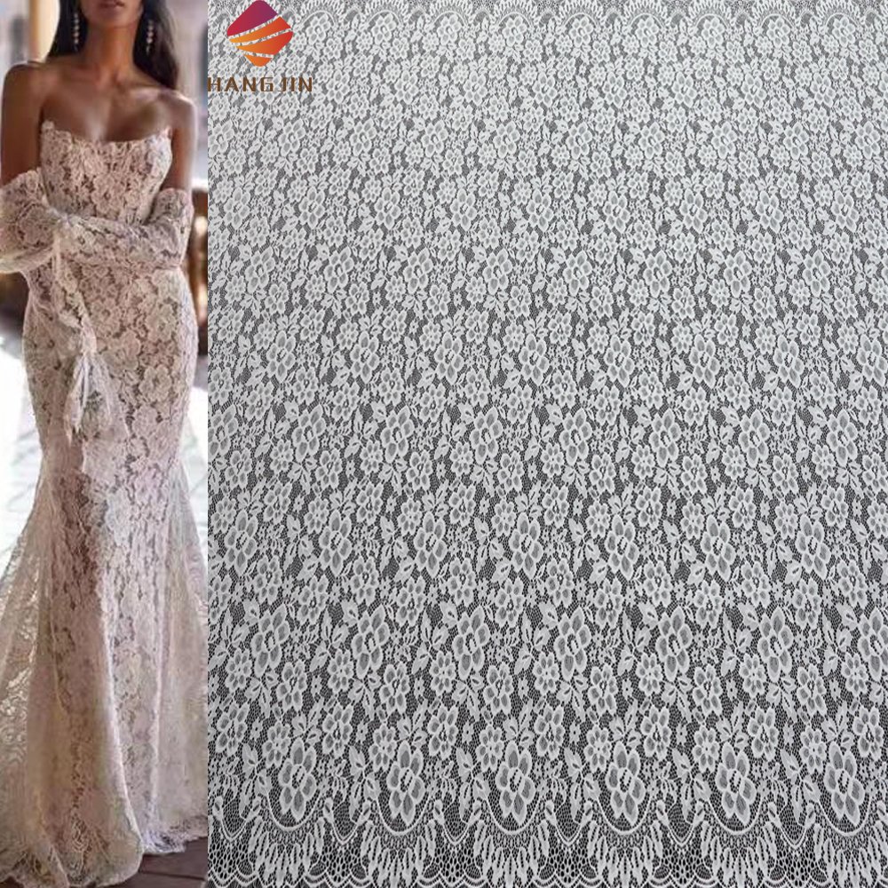 New Fashion Eyelash French Lace Chantilly Corded Trim 3D Embroidery Tulle White Bridal Chantilly Fabric For Garment