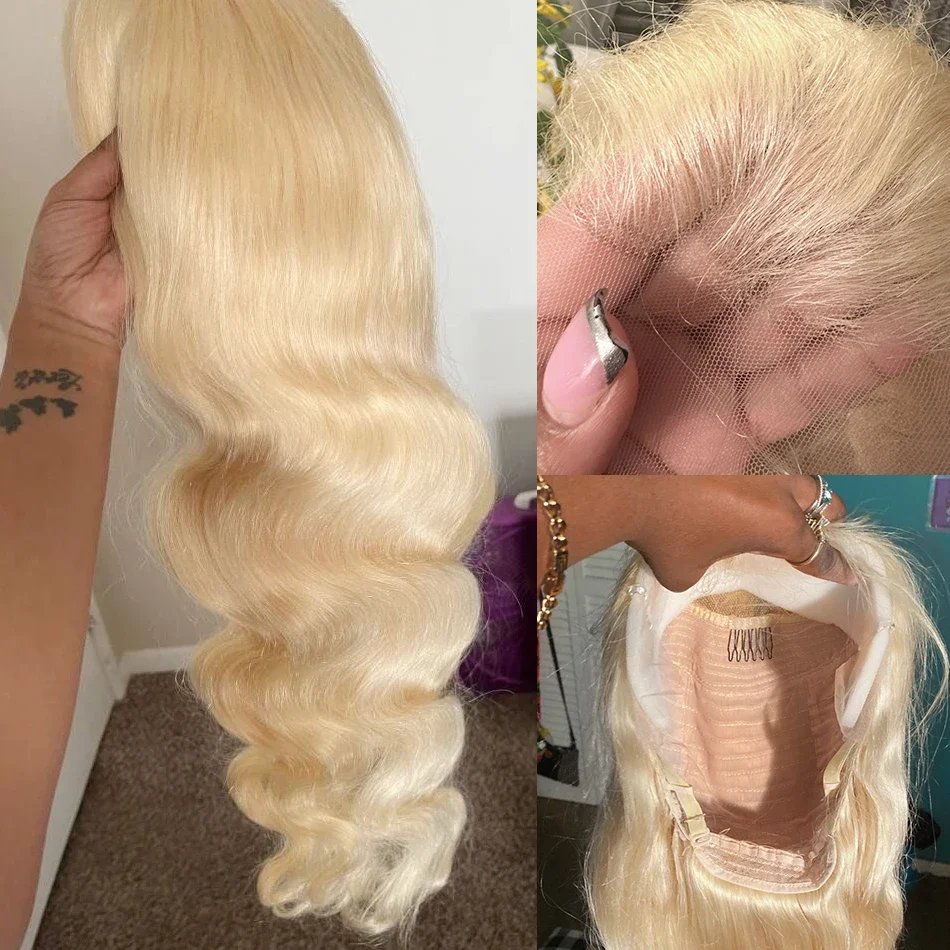 613 Human Hair Wig Full 13x4 Transparent Lace Frontal Wig For Black Women Cuticle Aligned Hair Lace Front Blonde Body Wave Wig