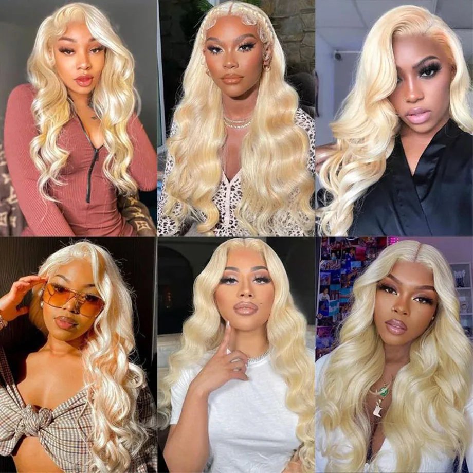 613 Human Hair Wig Full 13x4 Transparent Lace Frontal Wig For Black Women Cuticle Aligned Hair Lace Front Blonde Body Wave Wig