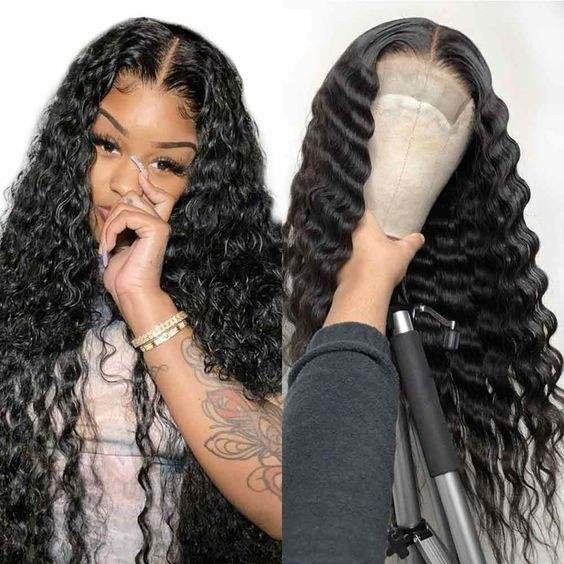 HD Full Lace Front Wig Human Hair Wigs Deep Curly Frontal Wig Virgin Brazilian Hair For Black Women