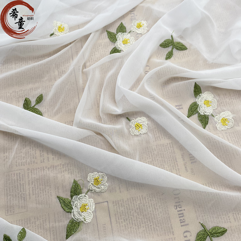 New design wholesale lightweight breathable embroidered chiffon elegant fabric suitable for women's summer wearing