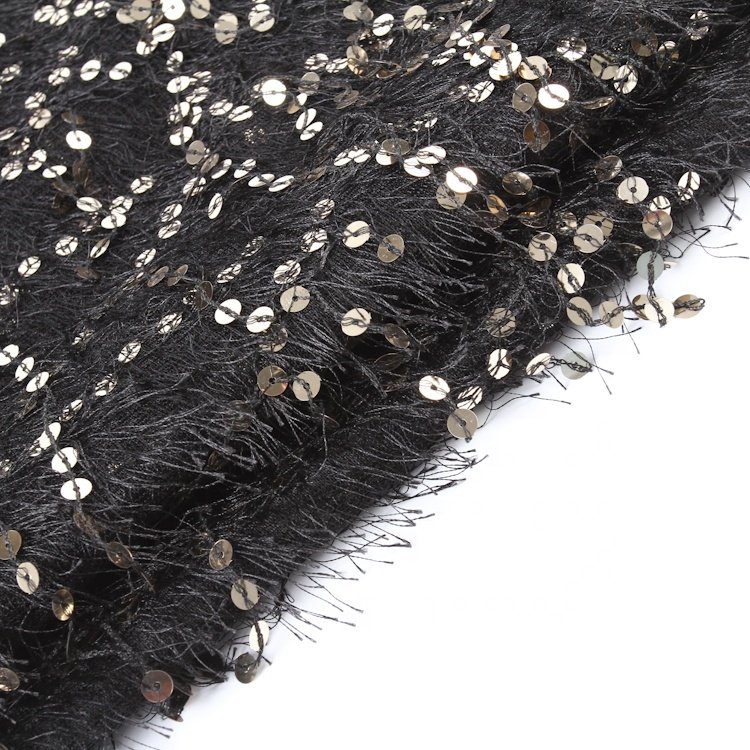 Popular feather punch luxurious sequins embroidery fabric beaded lace fabric for women dress