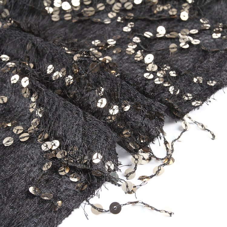 Popular feather punch luxurious sequins embroidery fabric beaded lace fabric for women dress