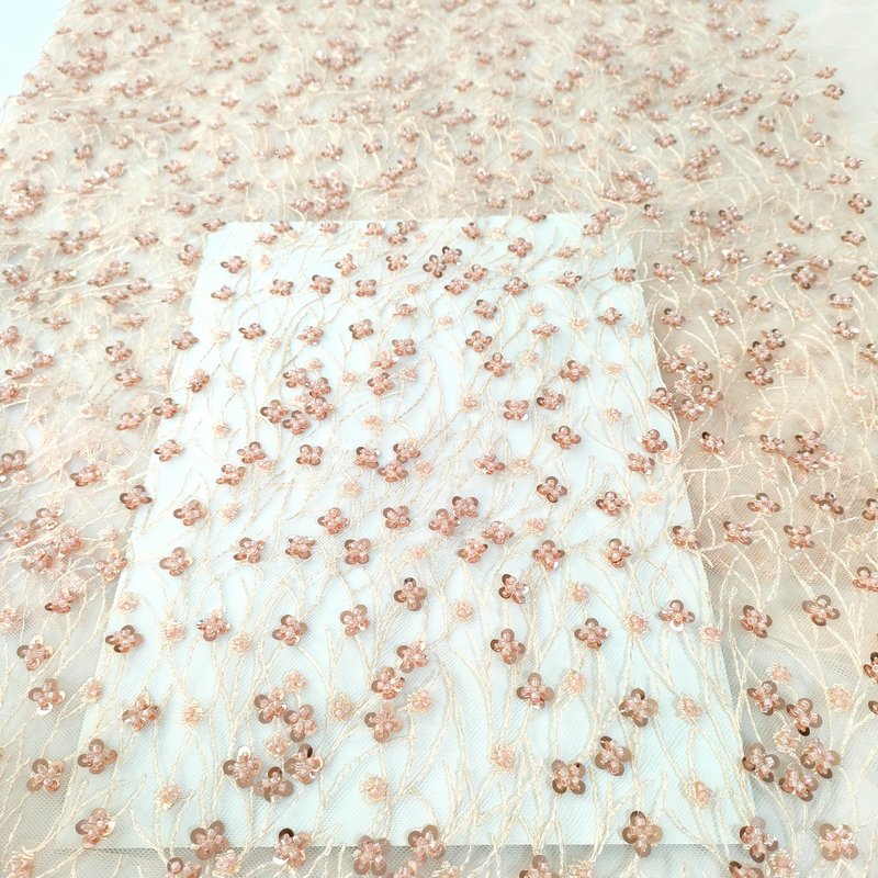 The new sequined beaded handcrafted luxury Embroidered tulle wedding dress fabric