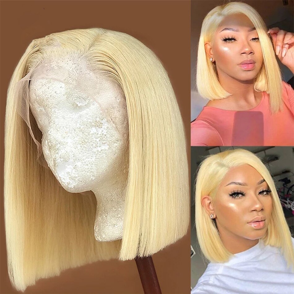 613 Blonde Short Bob Wigs Human Hair Lace Front Brazilian Cheap 613 13x6 Hd Lace Frontal Wig Raw Human Hair Wigs For Black Women