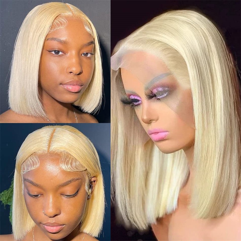 613 Blonde Short Bob Wigs Human Hair Lace Front Brazilian Cheap 613 13x6 Hd Lace Frontal Wig Raw Human Hair Wigs For Black Women