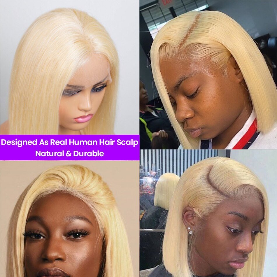 613 Blonde Short Bob Wigs Human Hair Lace Front Brazilian Cheap 613 13x6 Hd Lace Frontal Wig Raw Human Hair Wigs For Black Women