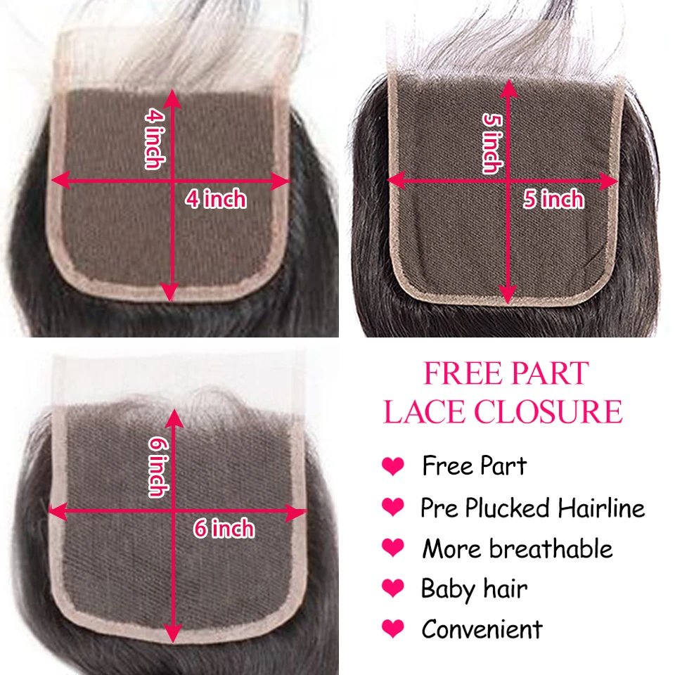 Wholesale Cuticle Aligned Closures Virgin Raw Hair Unprocessed Brazilian Hair 4x4 5x5 13x4 Transparent Natural Lace Closure