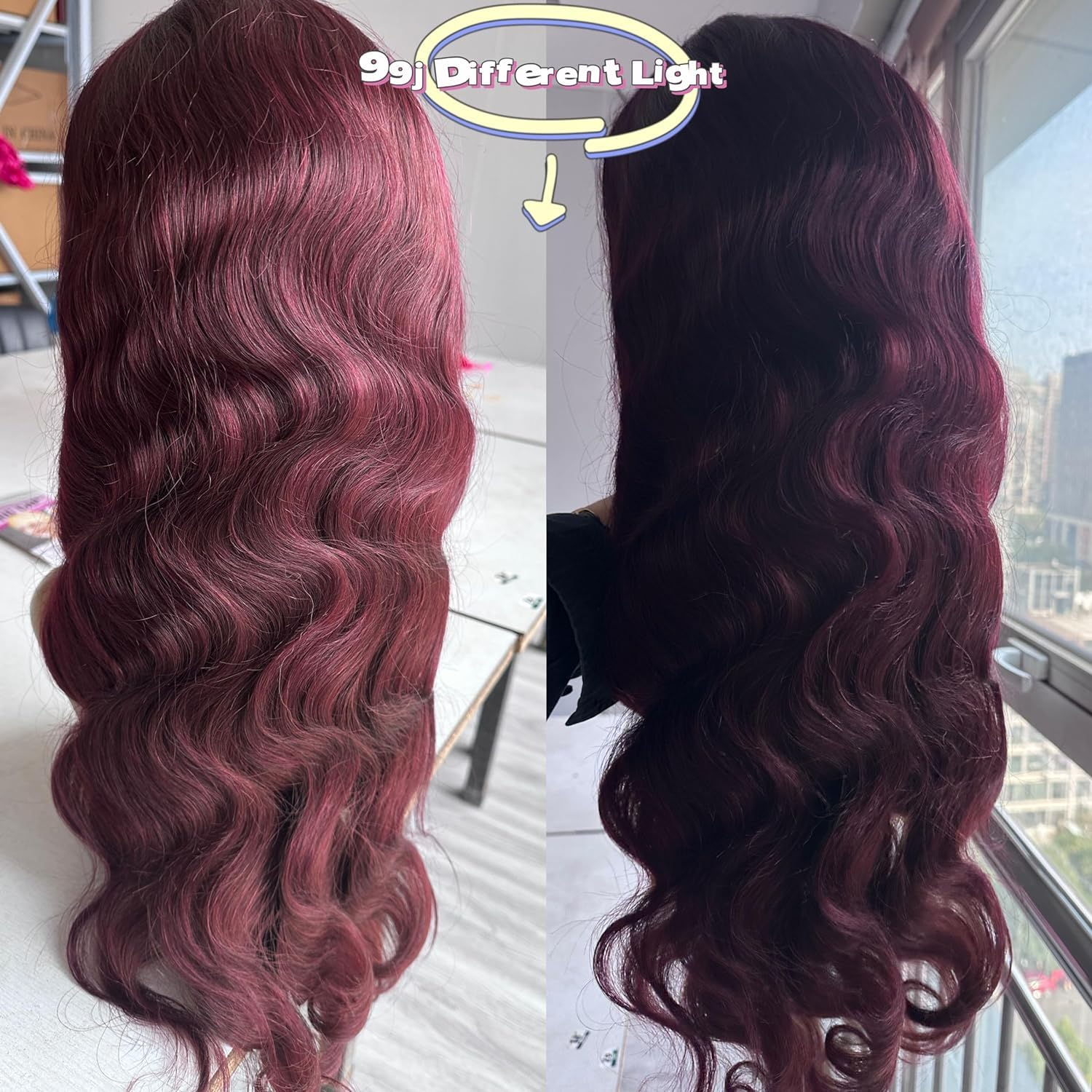 13x6 99J Burgundy Body Wave Lace Front Wigs Human Hair 180% Density HD Transparent Lace Front Wigs Human Hair Pre Plucked