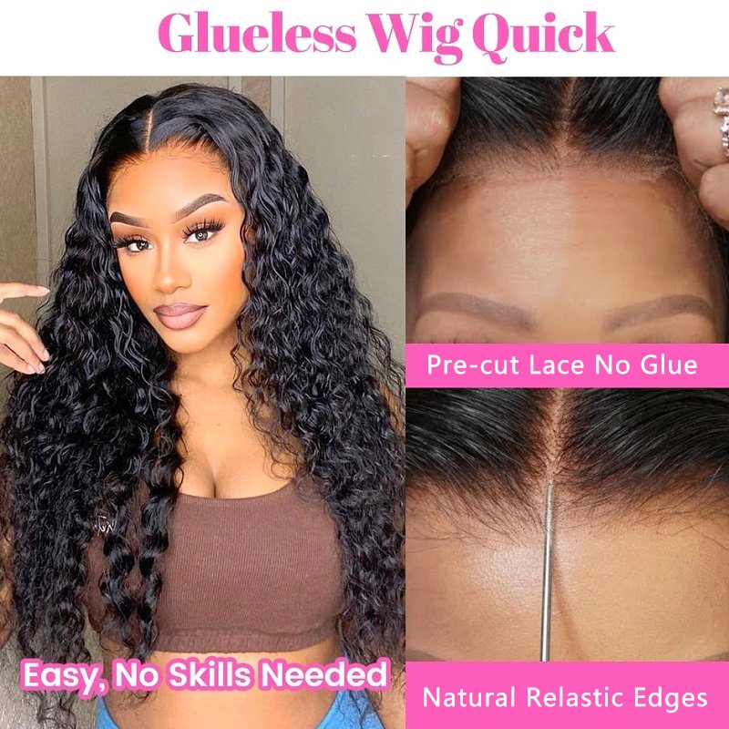 ISEE 4X6 Lace Closure Wear Go Glueless Human Hair Wigs Beginner Friendly 3D Dome Cap Water Wave Pre Cut Lace No Glue Air Wig