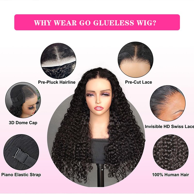 ISEE 4X6 Lace Closure Wear Go Glueless Human Hair Wigs Beginner Friendly 3D Dome Cap Water Wave Pre Cut Lace No Glue Air Wig
