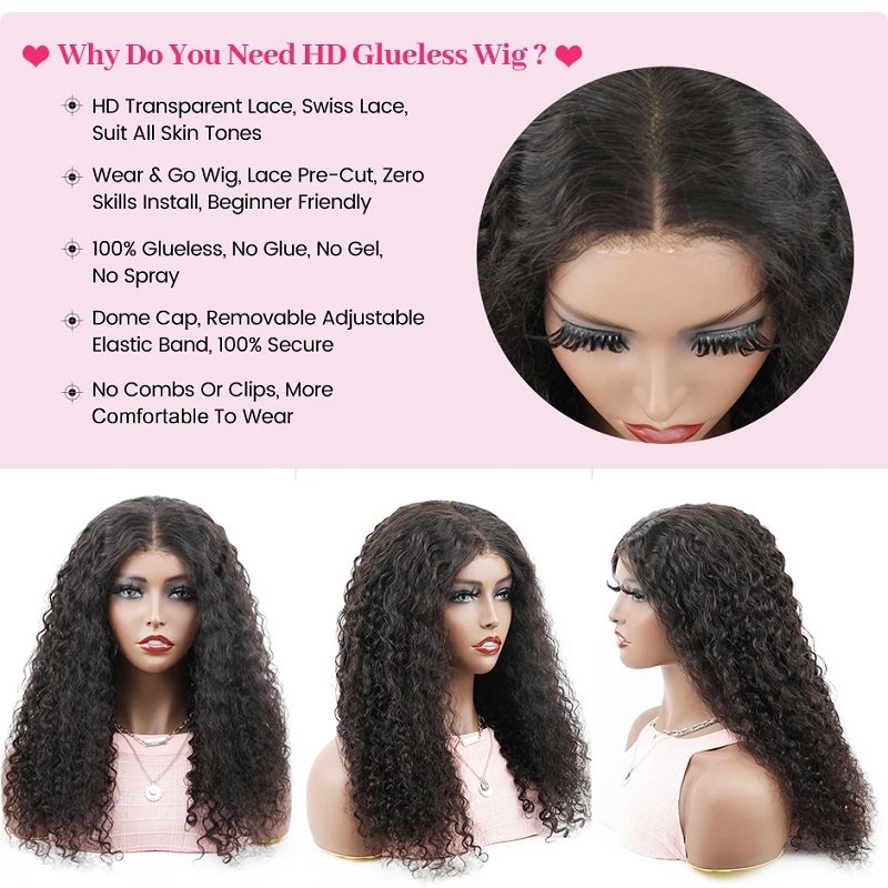 ISEE 4X6 Lace Closure Wear Go Glueless Human Hair Wigs Beginner Friendly 3D Dome Cap Water Wave Pre Cut Lace No Glue Air Wig