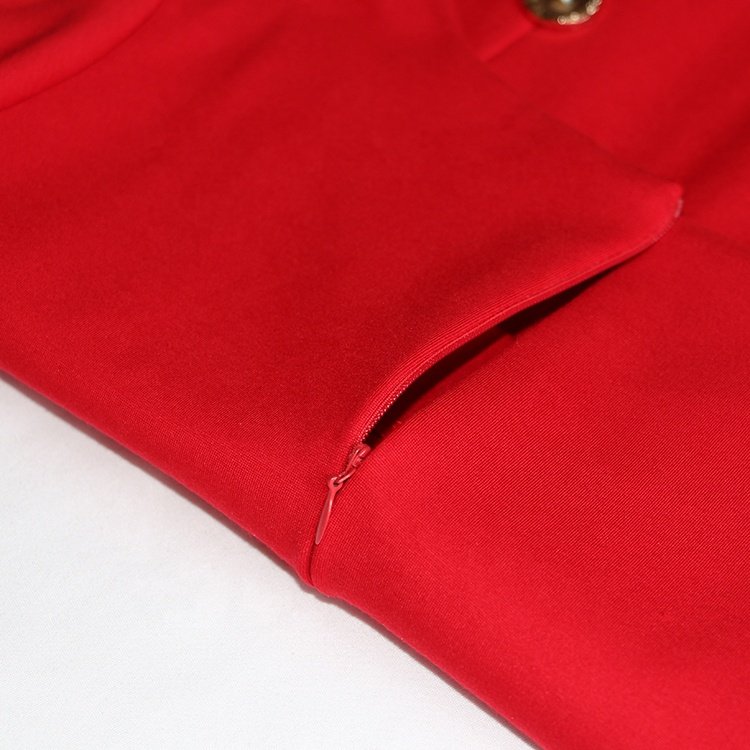 High Quality Vestido Rojo Usa Vendors Red Apparels Career Fall Clothing Women Winter Retro Red Rib Knitted Dress