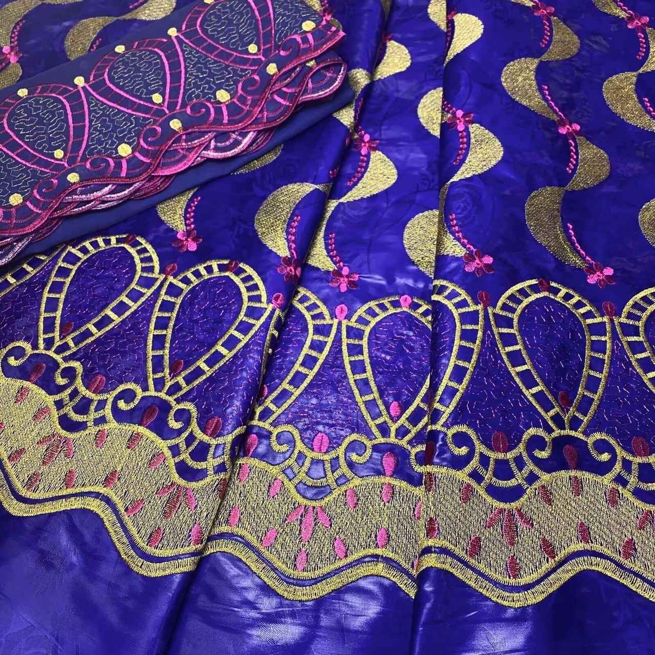 embroidery fabric bright bazin lace high quality