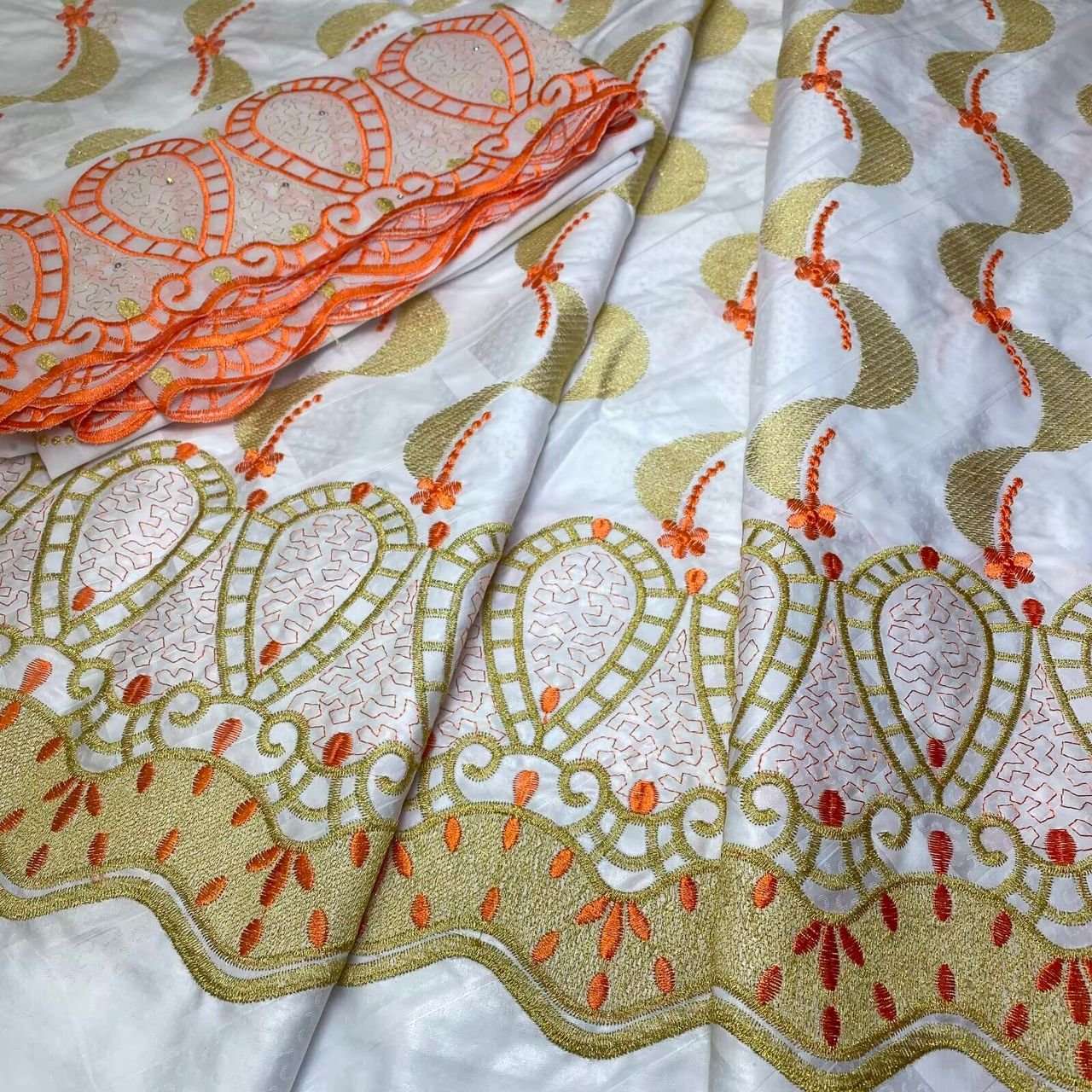 embroidery fabric bright bazin lace high quality
