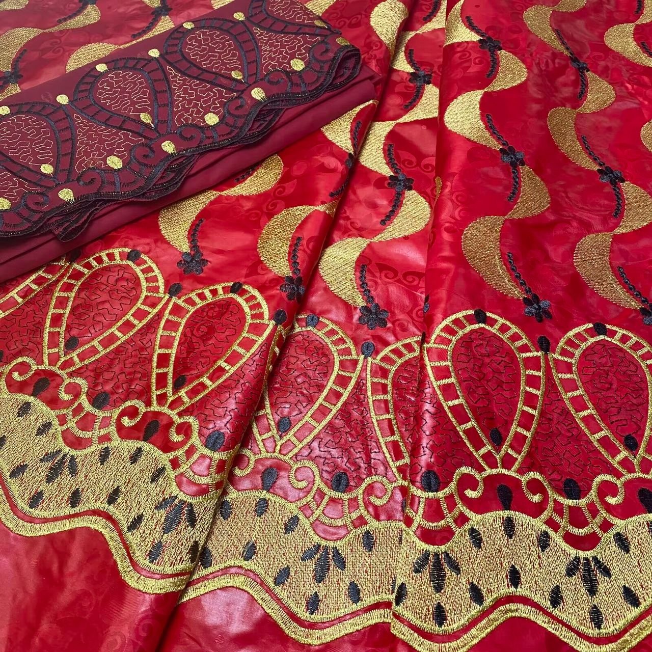 embroidery fabric bright bazin lace high quality