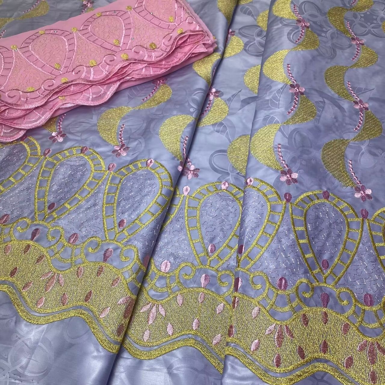 embroidery fabric bright bazin lace high quality