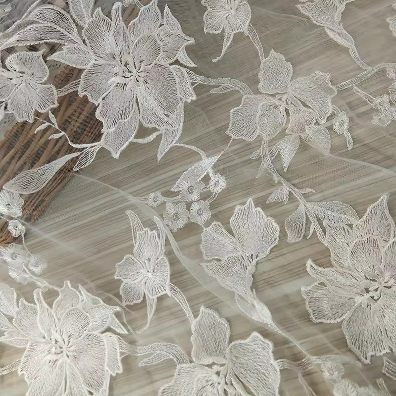 Luxury Tulle Lace Floral Bridal Embroidery African Lace Fabric Mesh Net Fabric