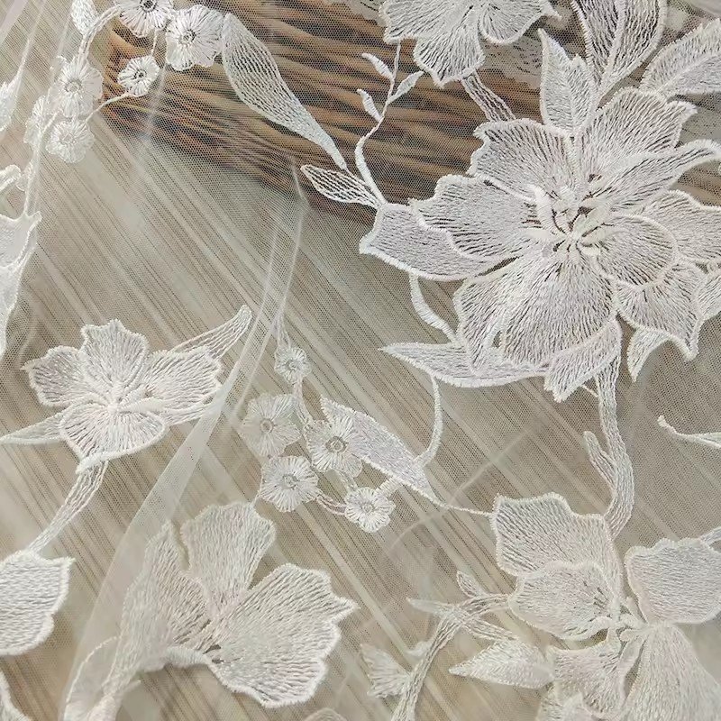Luxury Tulle Lace Floral Bridal Embroidery African Lace Fabric Mesh Net Fabric