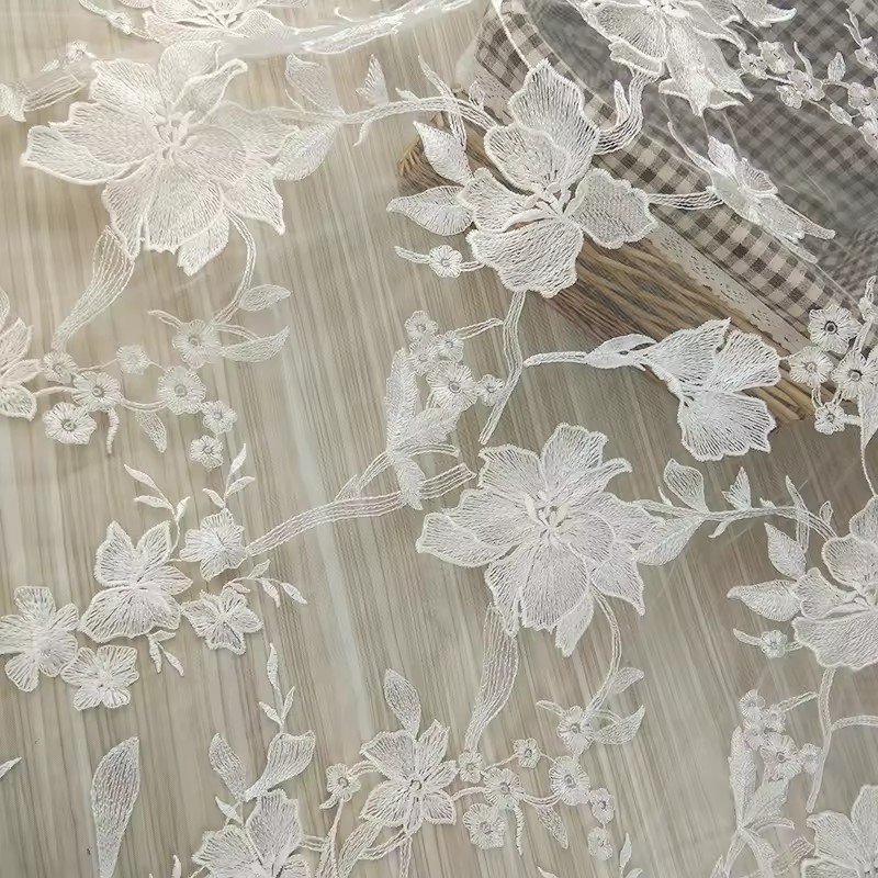 Luxury Tulle Lace Floral Bridal Embroidery African Lace Fabric Mesh Net Fabric