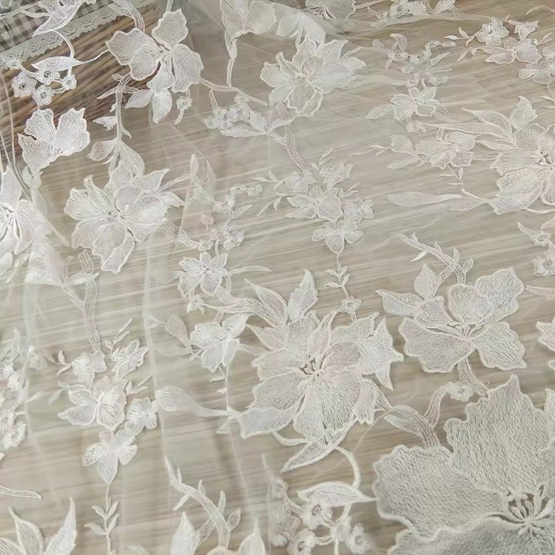Luxury Tulle Lace Floral Bridal Embroidery African Lace Fabric Mesh Net Fabric
