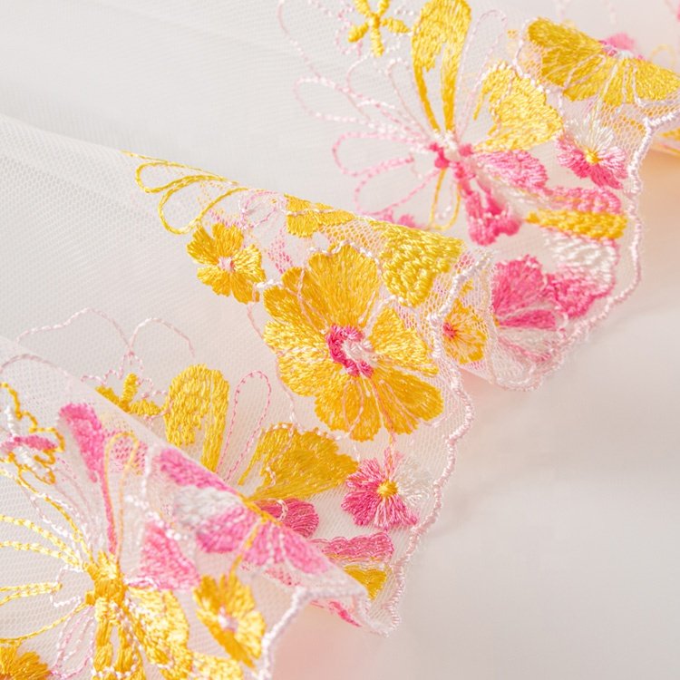 Exquisite yellow gold mesh Floral lace trim applique Leaves pattern tulle flower Lace Trim for wedding Bridal dress