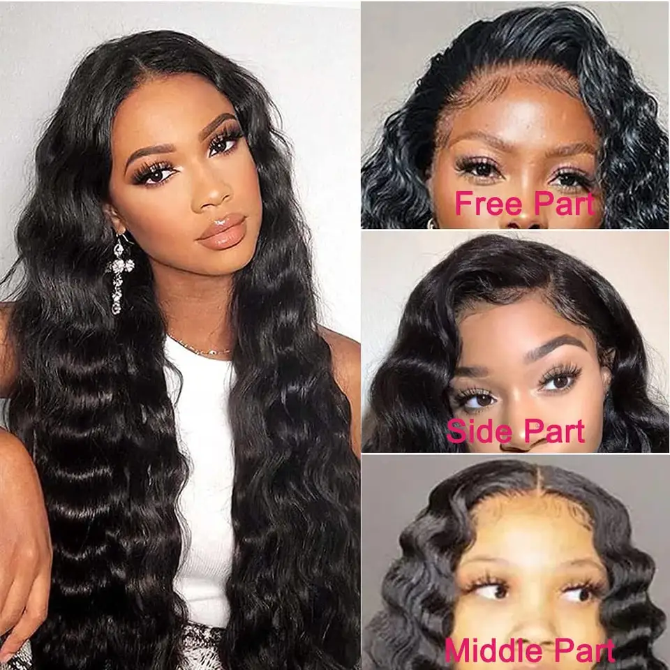 Cheap 13*4 Transparent HD Swiss Lace Frontal Wig,Raw Brazilian Pre Plucked Human Hair Wig,Natural Loose Wave Wig For Black Women