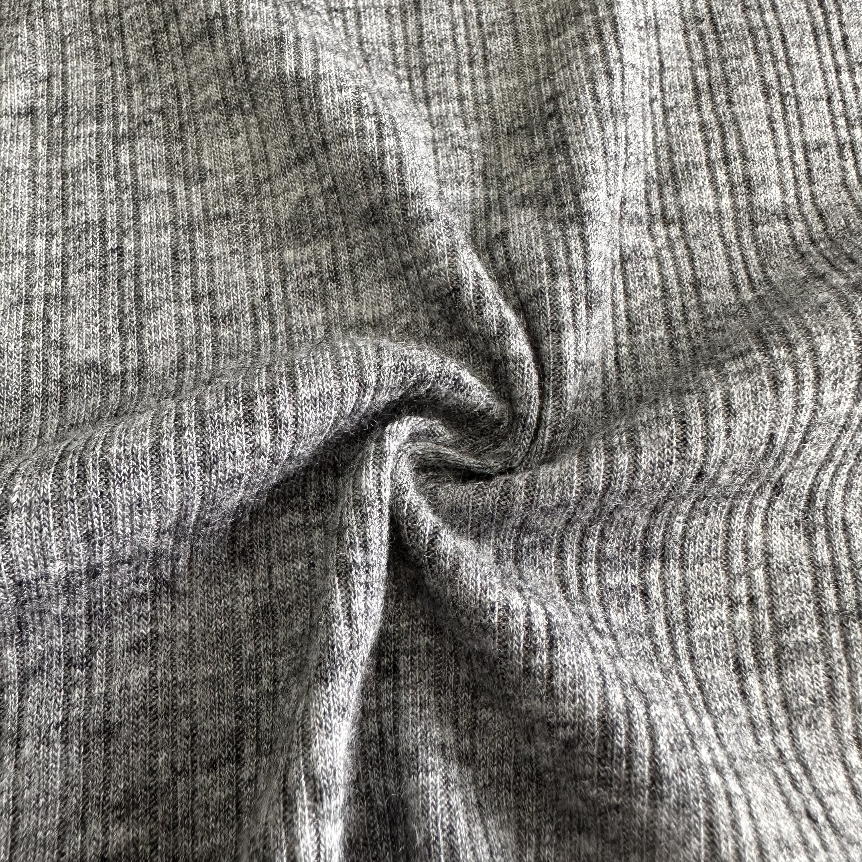 Wholesale rayon viscose polyester nylon jacquard fabric RTN gray melange rib fabric for sweater and coat
