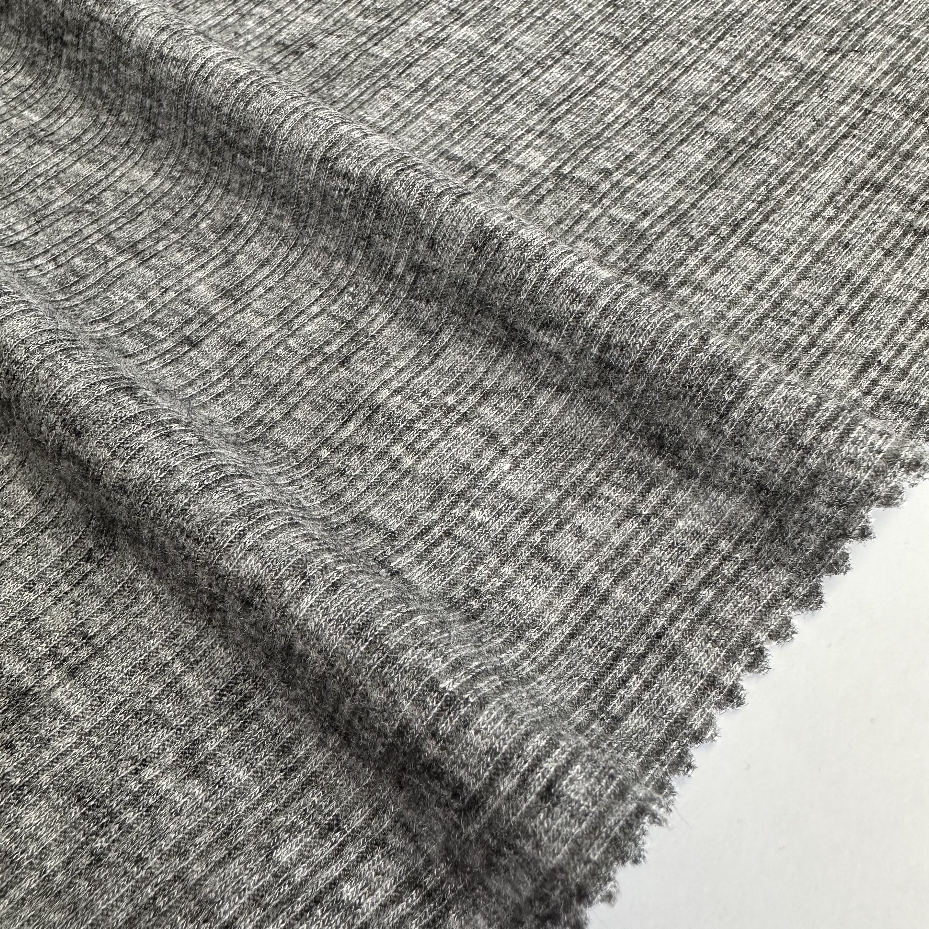 Wholesale rayon viscose polyester nylon jacquard fabric RTN gray melange rib fabric for sweater and coat