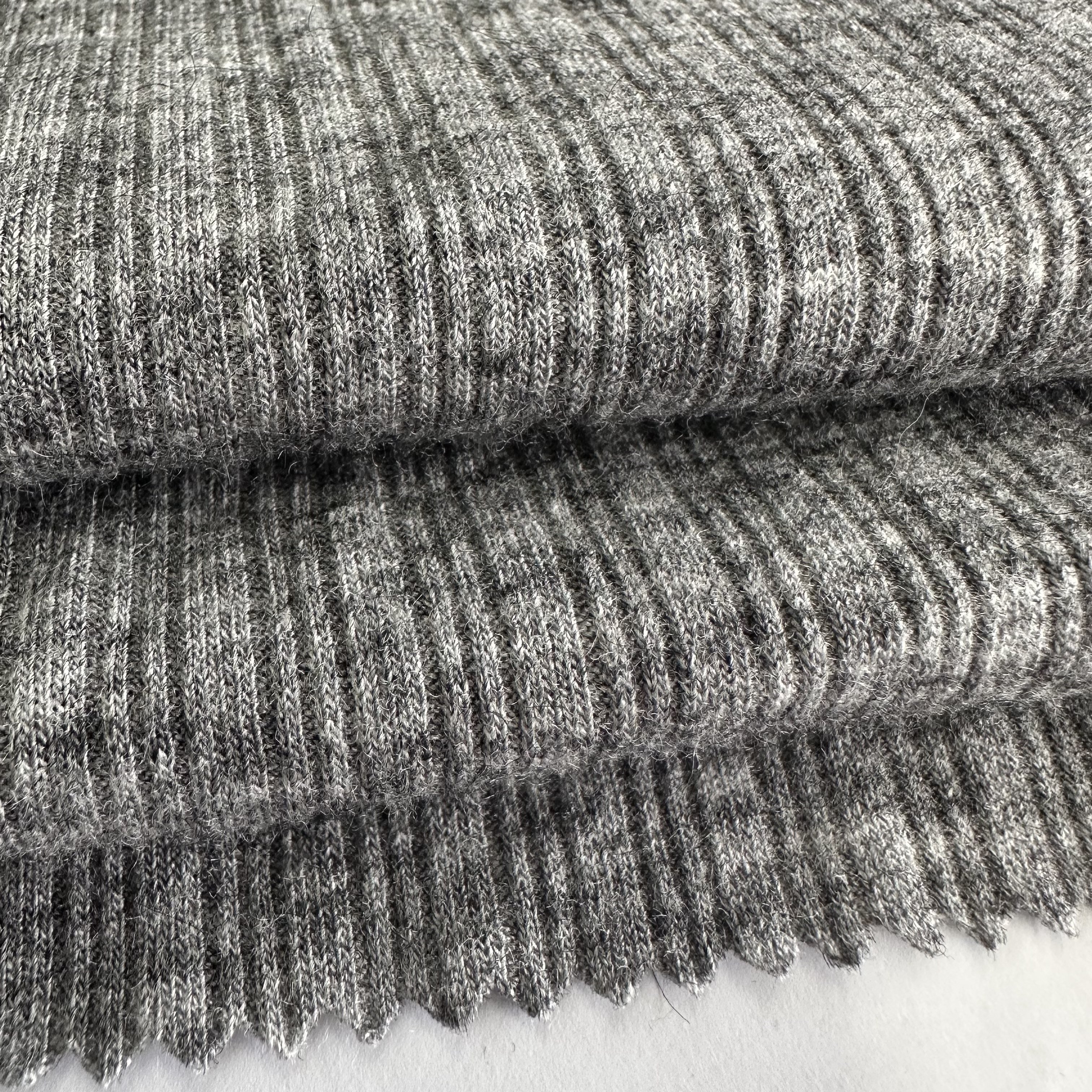 Wholesale rayon viscose polyester nylon jacquard fabric RTN gray melange rib fabric for sweater and coat