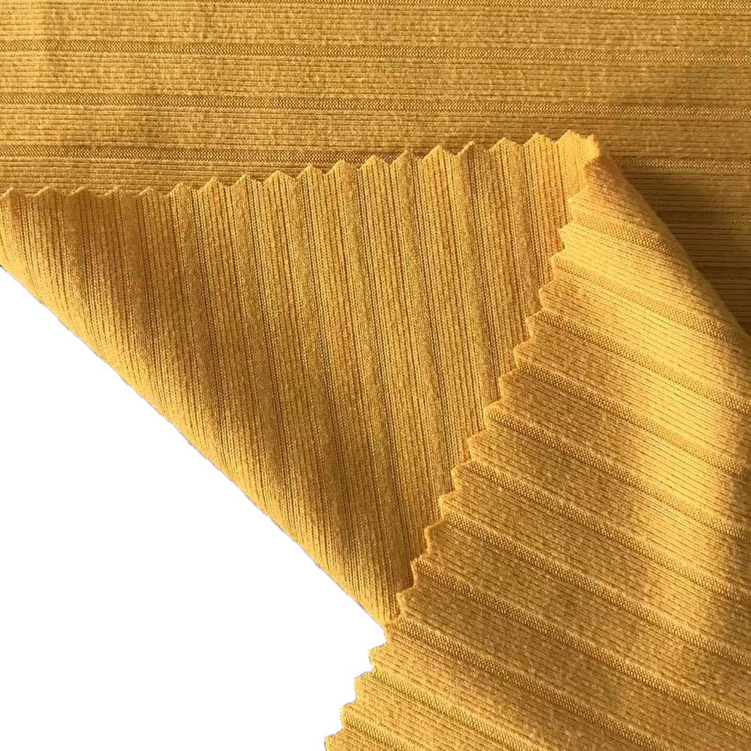 Wholesale Yarn Dyed Recycled 92% Polyester 8% Spandex 8*8 Ribbed Stretch Knit Rib Fabric For Clothing