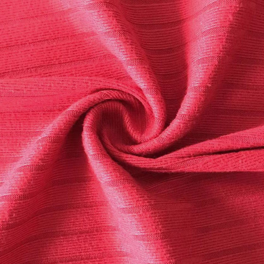 Wholesale Yarn Dyed Recycled 92% Polyester 8% Spandex 8*8 Ribbed Stretch Knit Rib Fabric For Clothing