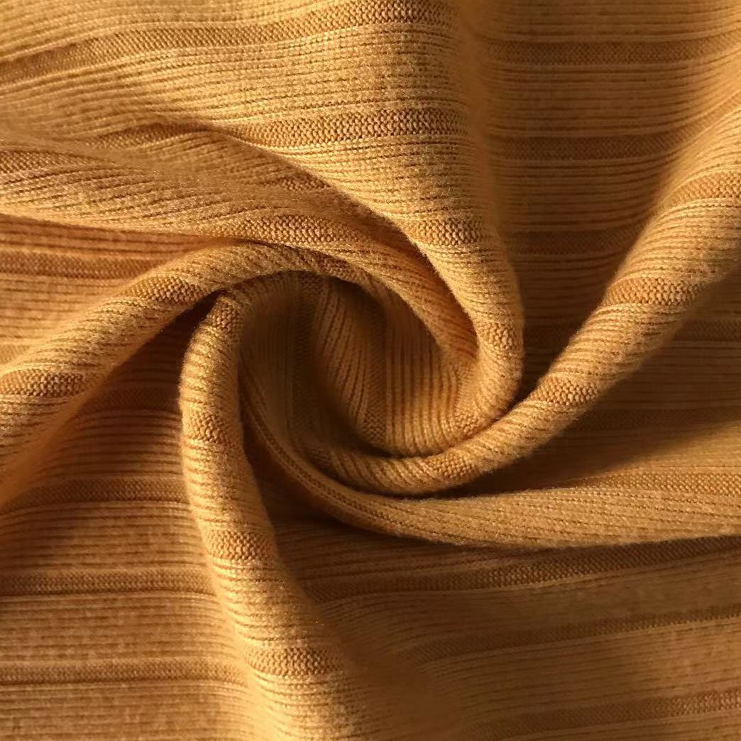 Wholesale Yarn Dyed Recycled 92% Polyester 8% Spandex 8*8 Ribbed Stretch Knit Rib Fabric For Clothing