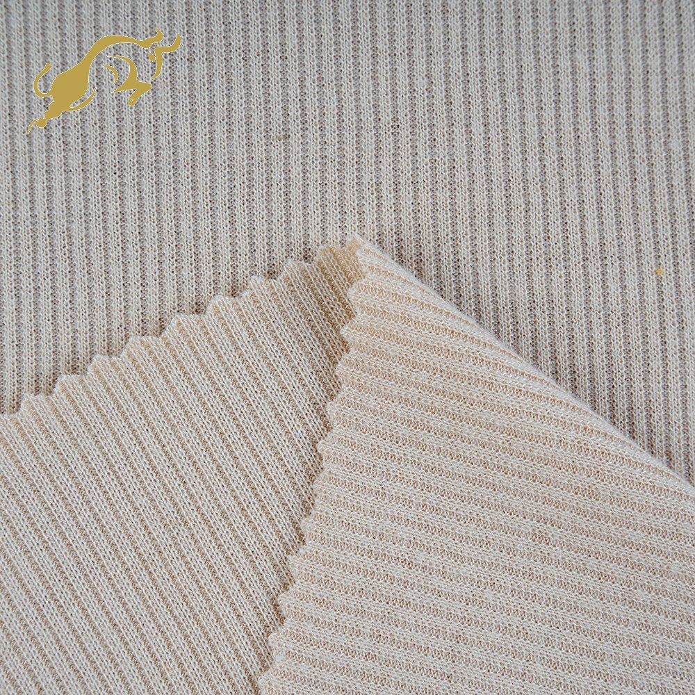 Fast delivery oem anti-static interlock polyester spandex stretchable yarn dyed knitted rib fabric for garment