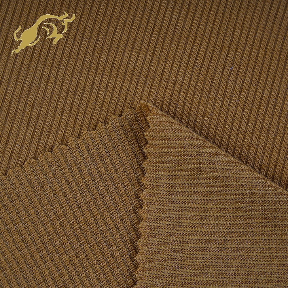 Fast delivery oem anti-static interlock polyester spandex stretchable yarn dyed knitted rib fabric for garment