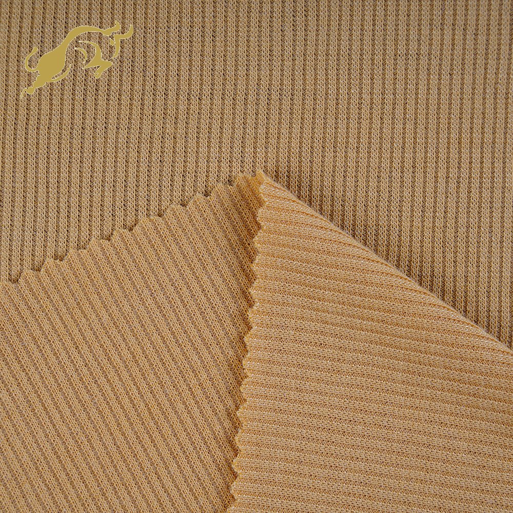 Fast delivery oem anti-static interlock polyester spandex stretchable yarn dyed knitted rib fabric for garment