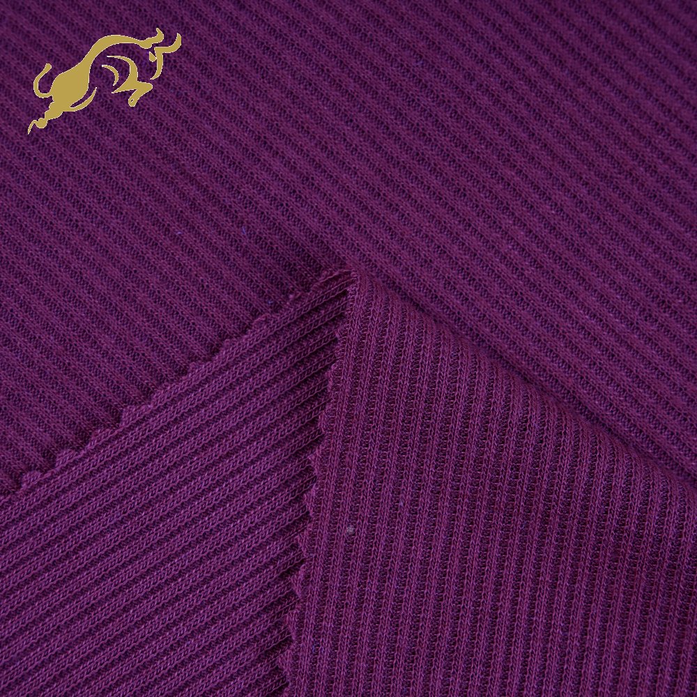 Fast delivery oem anti-static interlock polyester spandex stretchable yarn dyed knitted rib fabric for garment