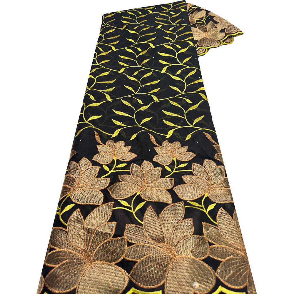 NI.AI Latest Swiss Voile Lace Fabric African Cotton Lace with Stone Embroidery Flowers Fabric For Women Wedding Party Dress