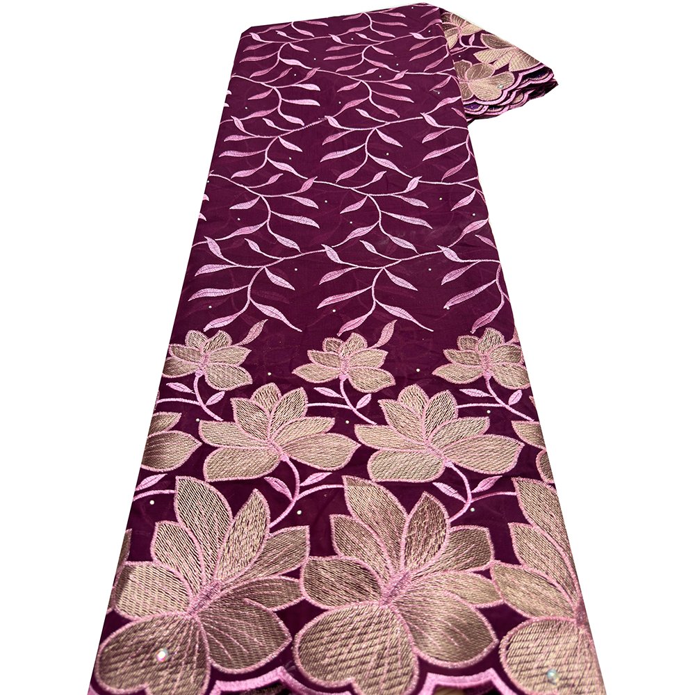 NI.AI Latest Swiss Voile Lace Fabric African Cotton Lace with Stone Embroidery Flowers Fabric For Women Wedding Party Dress