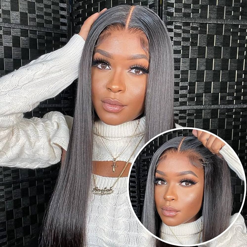 Glueless Wigs Human Hair Lace Front Brazilian Straight 5x5 Lace Closure Wig Ready To Wear Pre Cut Pre plucked Wigs