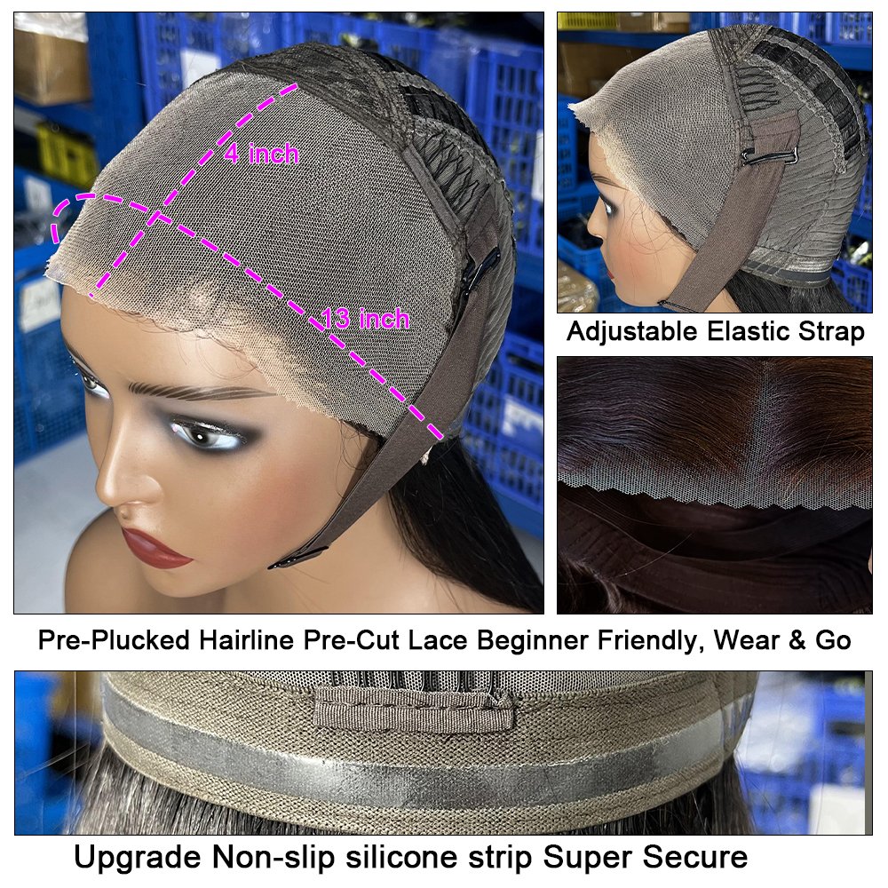 Glueless Wigs Human Hair Lace Front Brazilian Straight 5x5 Lace Closure Wig Ready To Wear Pre Cut Pre plucked Wigs