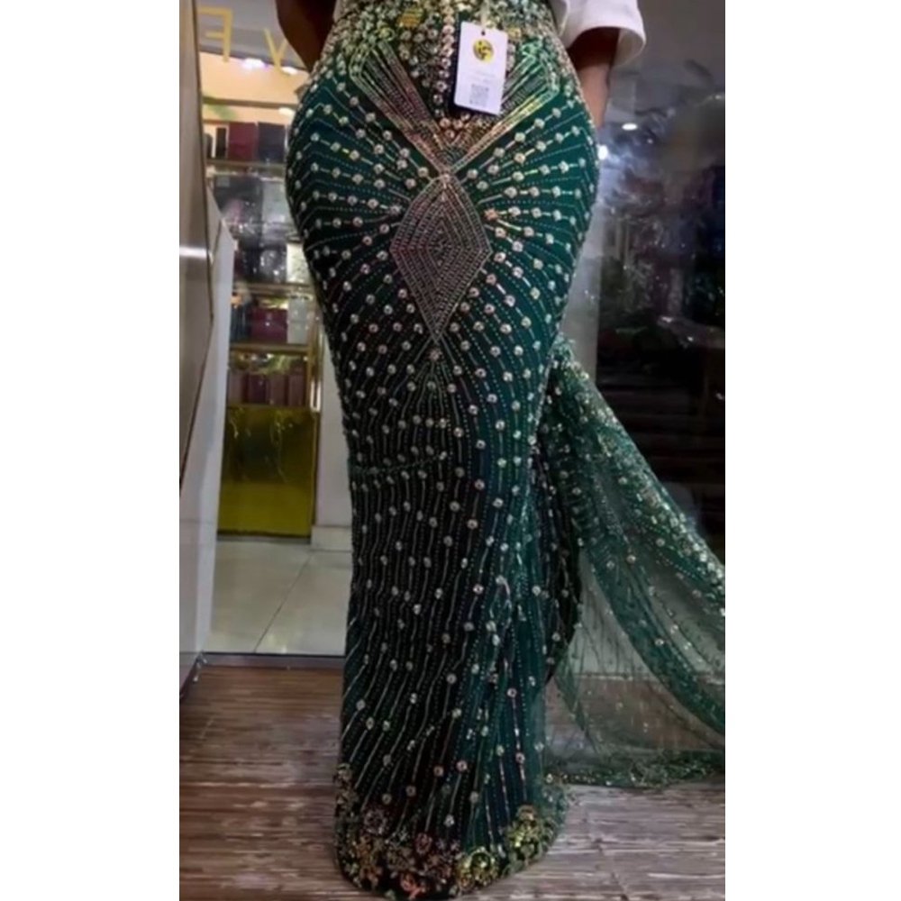 Wholesale Luxury fabric for wedding dress lace stones Bead Embroidery Lace wedding dress lace with pearl