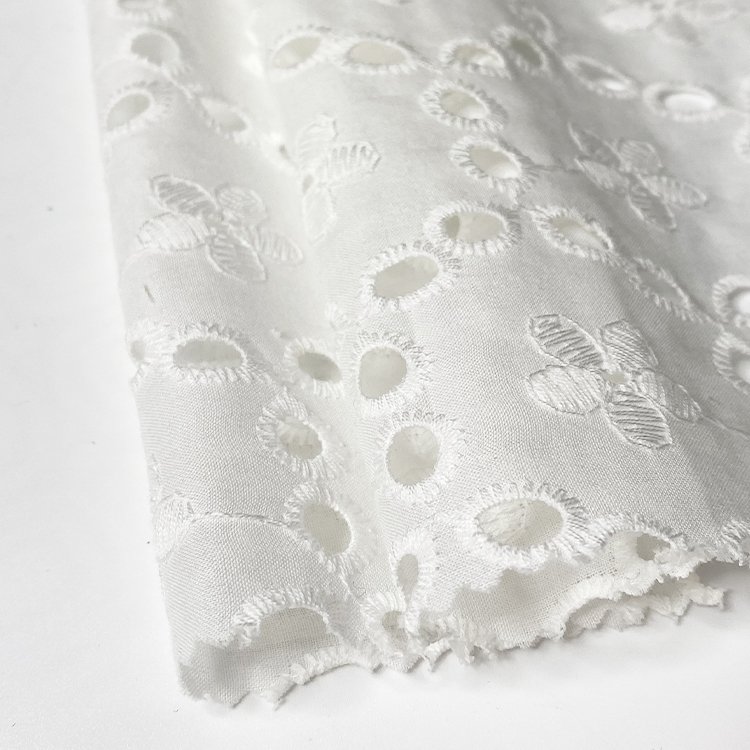 Harvest 100% organic cotton voile eyelet circle embroidery fabric from manufacturer for women and girls pants blouses coats