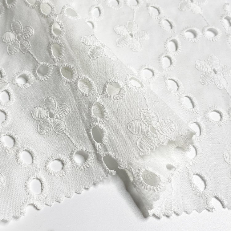 Harvest 100% organic cotton voile eyelet circle embroidery fabric from manufacturer for women and girls pants blouses coats