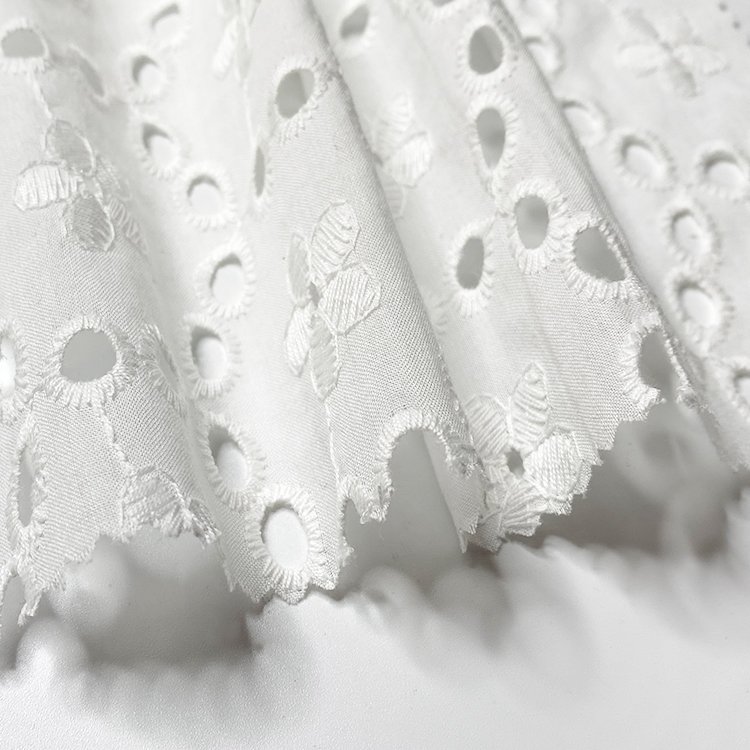 Harvest 100% organic cotton voile eyelet circle embroidery fabric from manufacturer for women and girls pants blouses coats