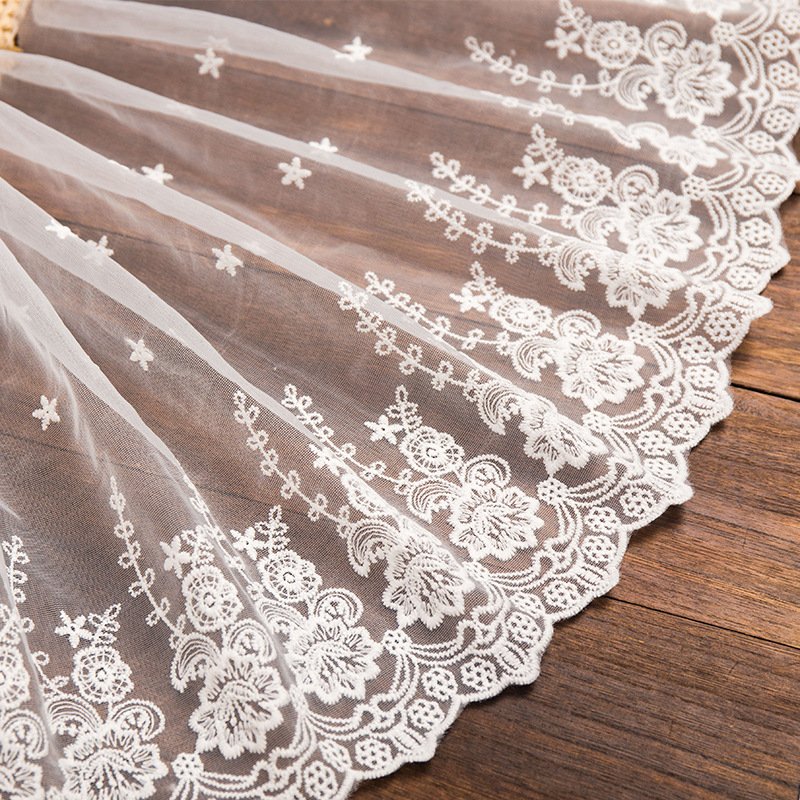 Fashion Design Flower Embroidery Lace Trimming Soft Mesh Lace Trim For Ladies Dress Clothes Embroidery